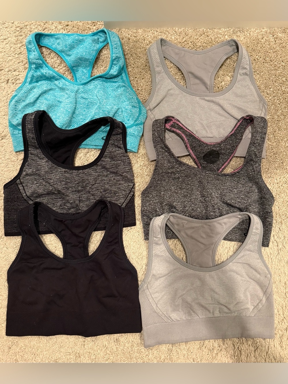 Women’s Seamless Racerback Sports Bra 6 Pack Target- Gray, Black, Teal